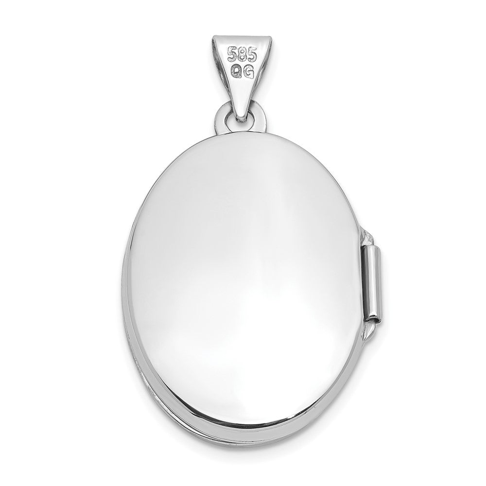 14k White Gold 14k White Gold Scroll Design Domed Oval Locket