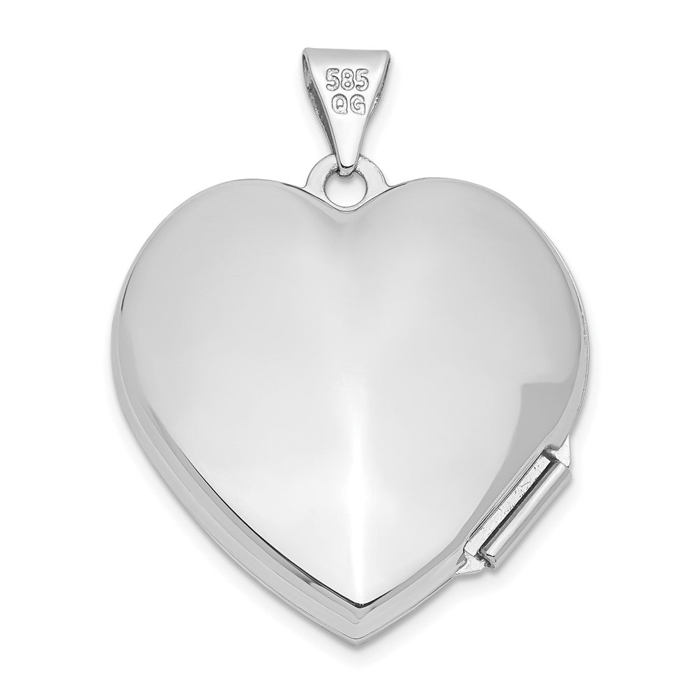 14k White Gold 14k White Gold Scroll Design Heart Locket