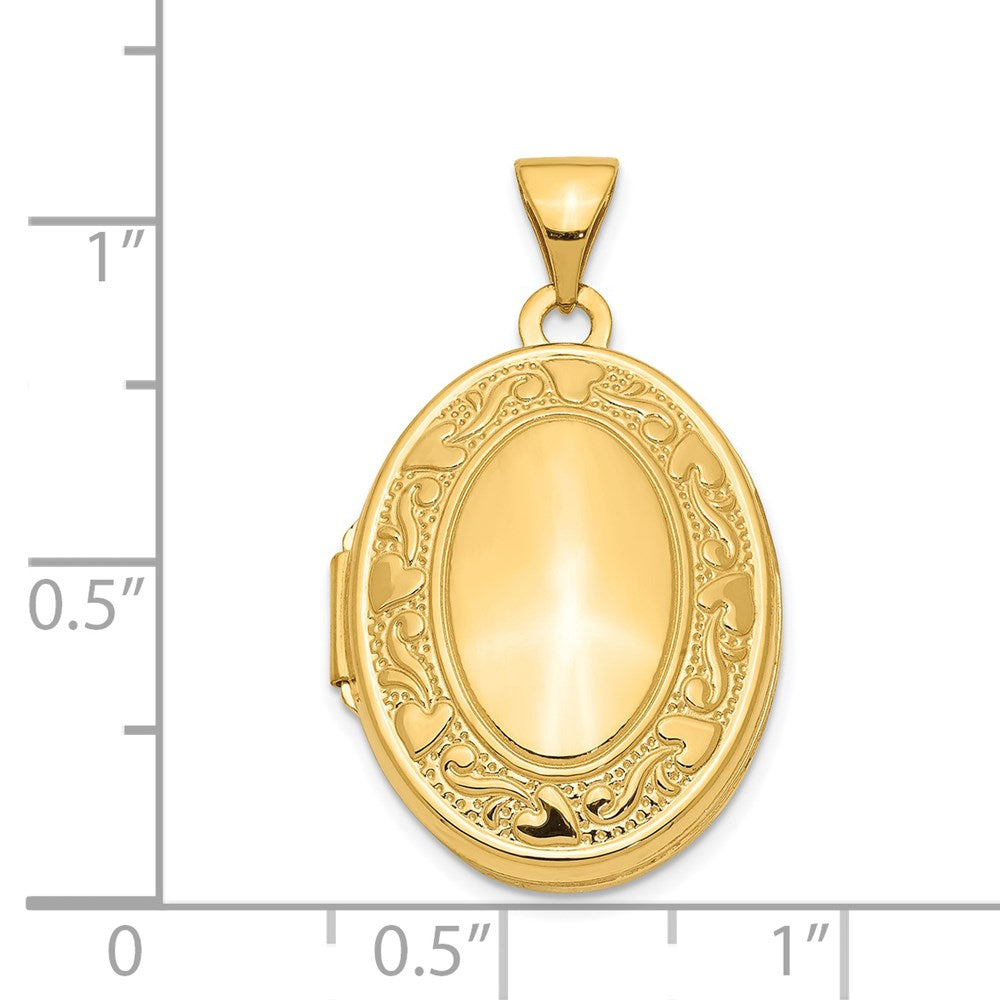 14k Yellow Gold 14k Yellow Gold Scroll Heart Design Oval Locket