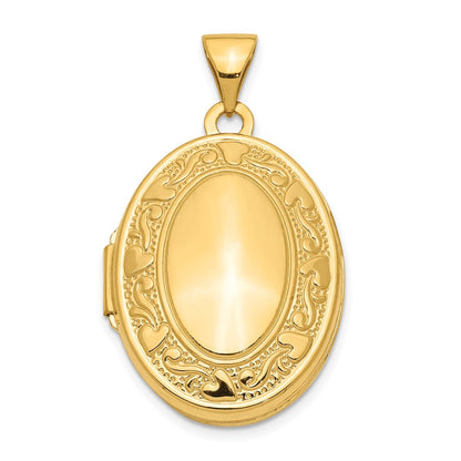 14k Yellow Gold 14k Yellow Gold Scroll Heart Design Oval Locket