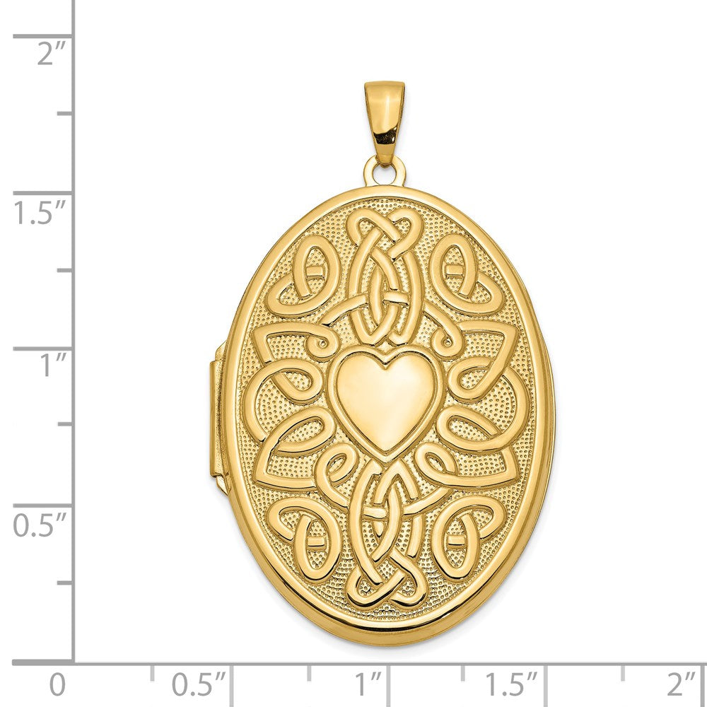 14k Yellow Gold 14k Celtic Heart 38mm Oval Locket