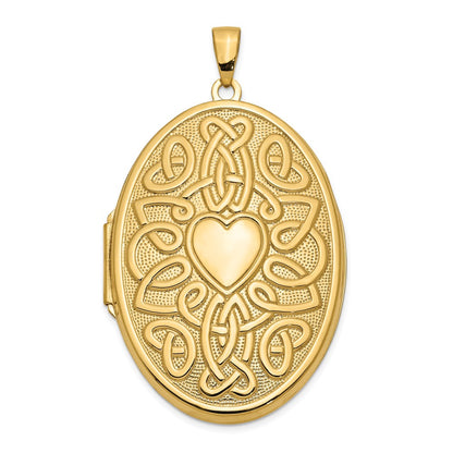 14k Yellow Gold 14k Celtic Heart 38mm Oval Locket
