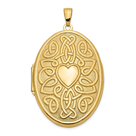 14k Yellow Gold 14k Celtic Heart 38mm Oval Locket