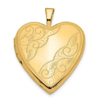 14k Yellow Gold 14ky 20mm Swirl Heart Locket