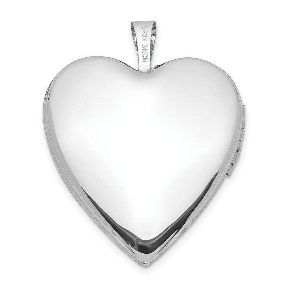 14K White Gold 20mm Diamond Polished And Satin Heart Locket