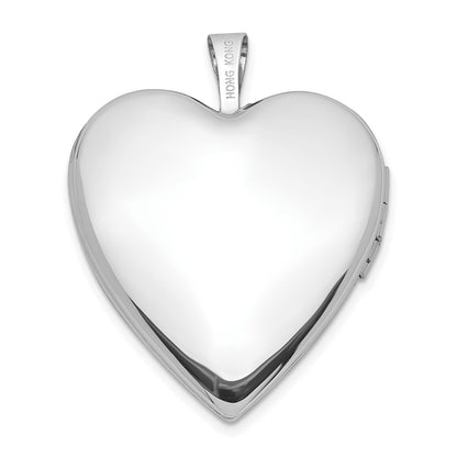 14K White Gold 20mm Diamond Polished And Satin Heart Locket