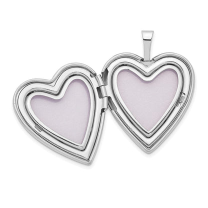 14K White Gold 20mm Diamond Polished And Satin Heart Locket