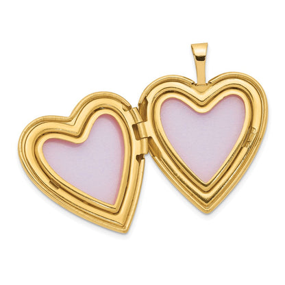 14k Yellow Gold 14K 20mm Diamond Side Swirl Edge Heart Locket