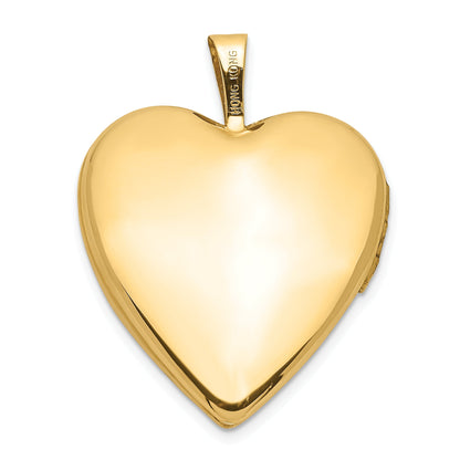 14K Yellow Gold 20mm Flower Vine Border Heart Locket