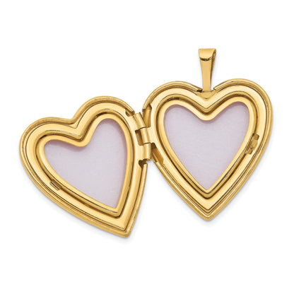 14K Yellow Gold 20mm Flower Vine Border Heart Locket