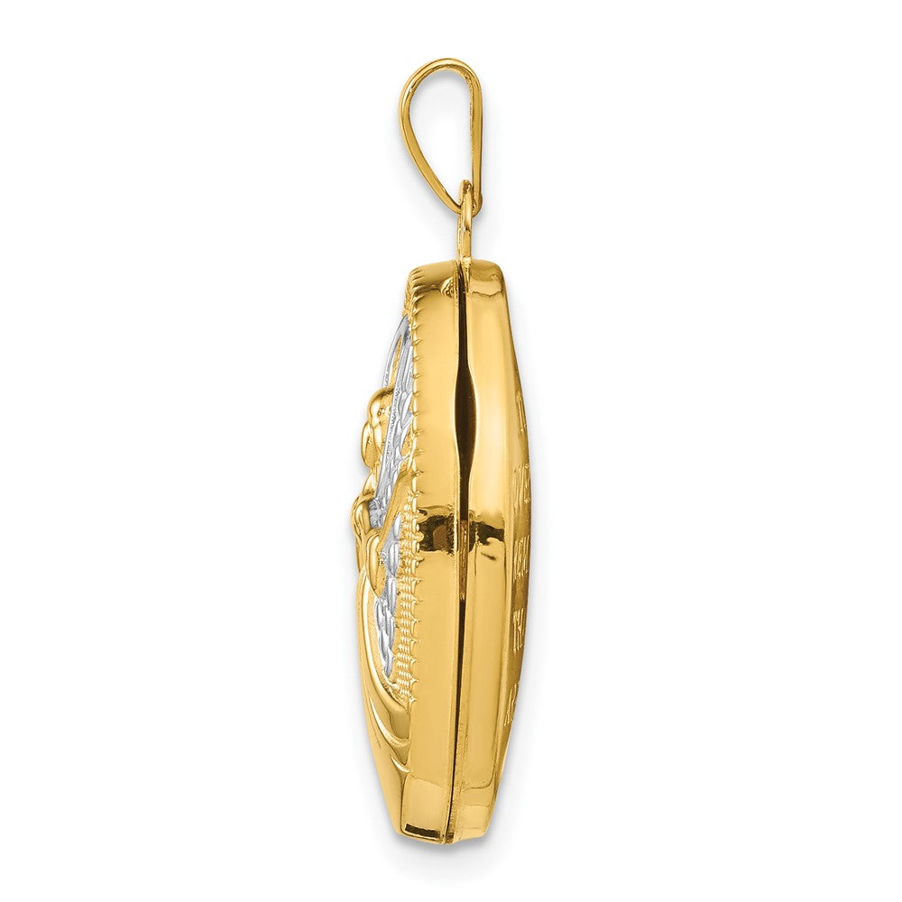 14k Yellow & Rhodium 14k w/Rhodium 21mm Oval Guardian Angel Locket