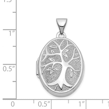 14k White Gold 14k White Gold 21x16mm Oval Tree Locket