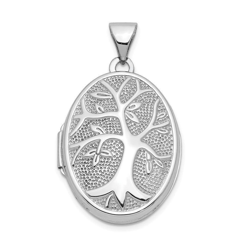 14k White Gold 14k White Gold 21x16mm Oval Tree Locket