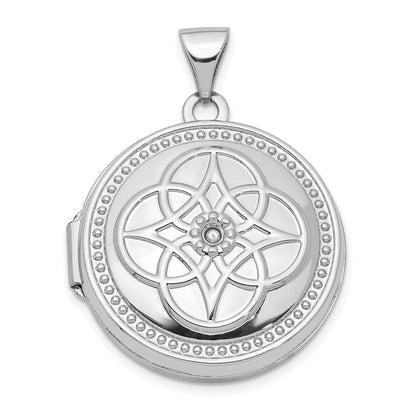 14k White Gold 14K White Gold 20mm Diamond Locket Pendant