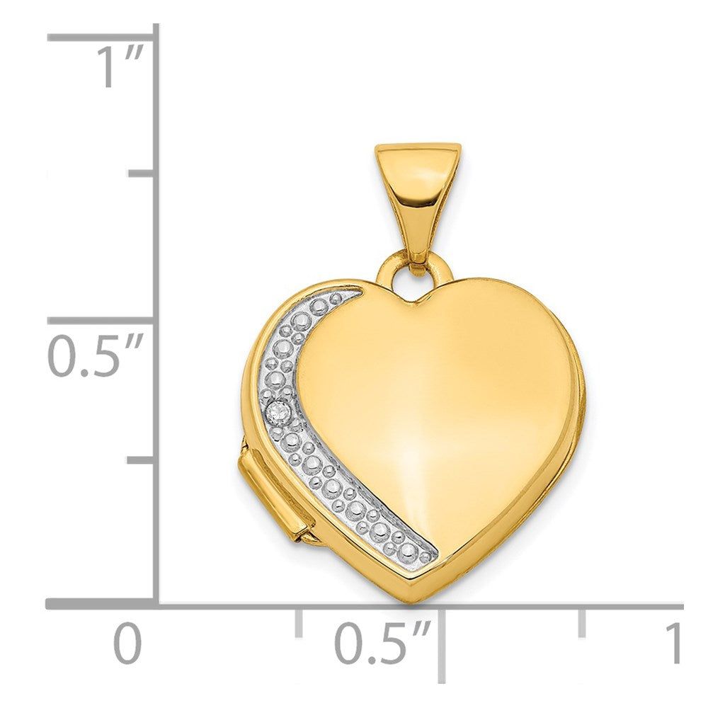 14k Yellow Gold 14K Diamond 16mm Heart Locket Pendant