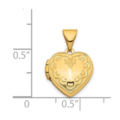 14k Yellow Gold 14K 13mm Textured Heart Locket Pendant