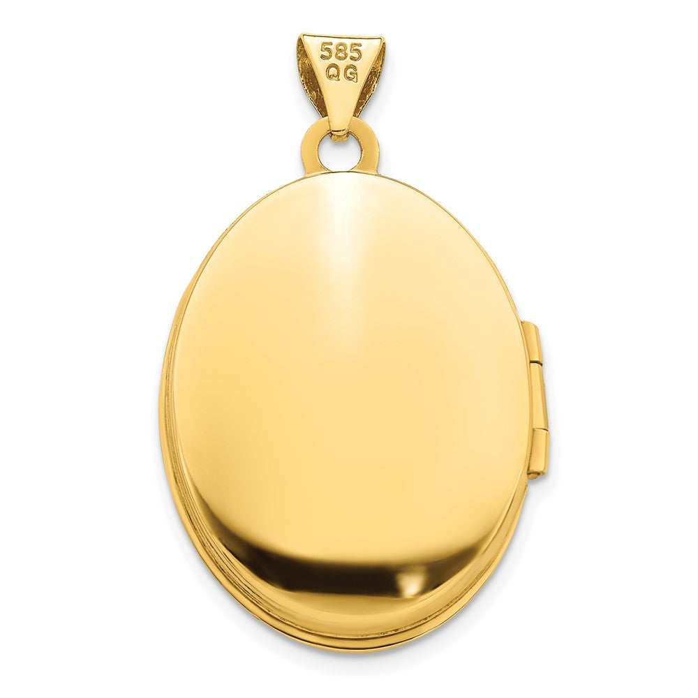 14k Yellow & Rhodium 14ky w/ White Rhodium Brushed/Polished Diamond Stars Oval Locket