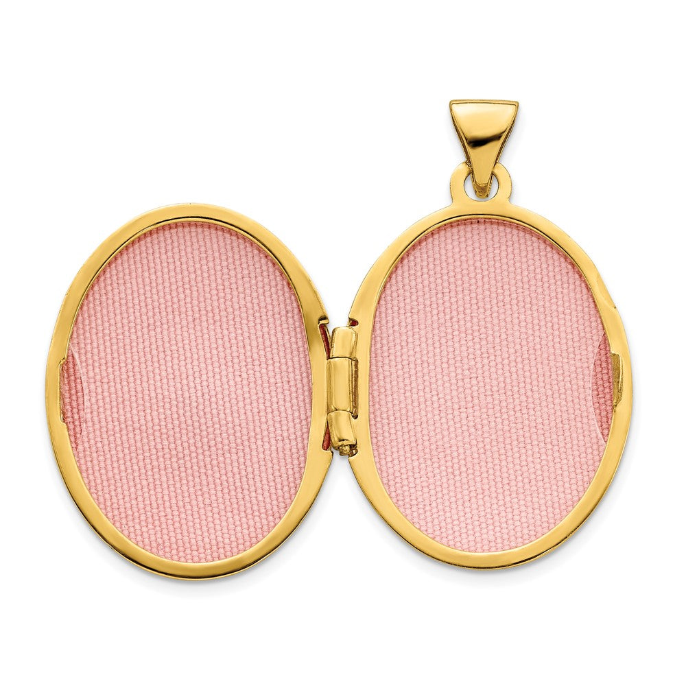 14k Yellow & Rhodium 14ky w/ White Rhodium Brushed/Polished Diamond Stars Oval Locket