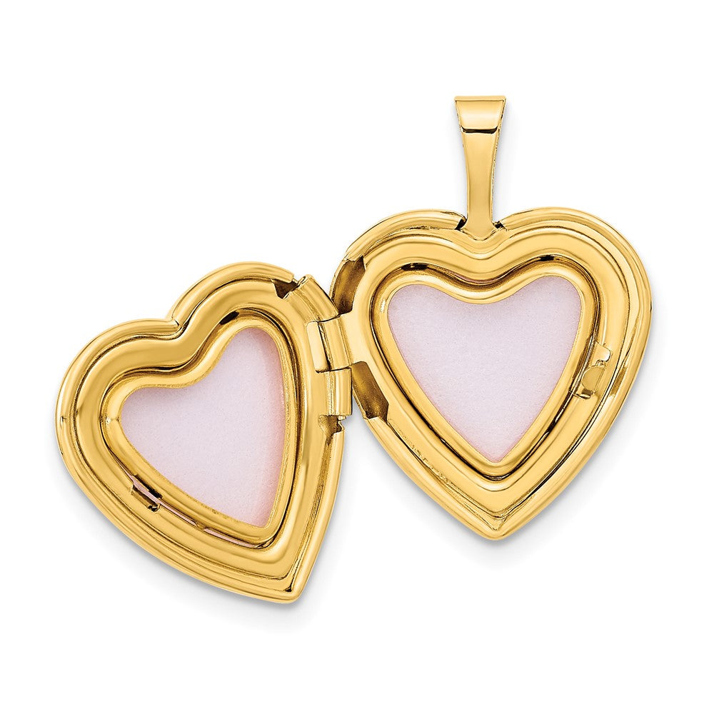 14K Yellow Gold 16mm With .01Ct. Diamond Star Heart Locket