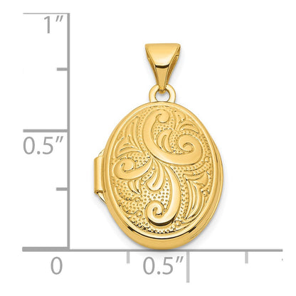 14k Yellow Gold 14k Yellow Gold Swirl Design 17mm Oval Locket