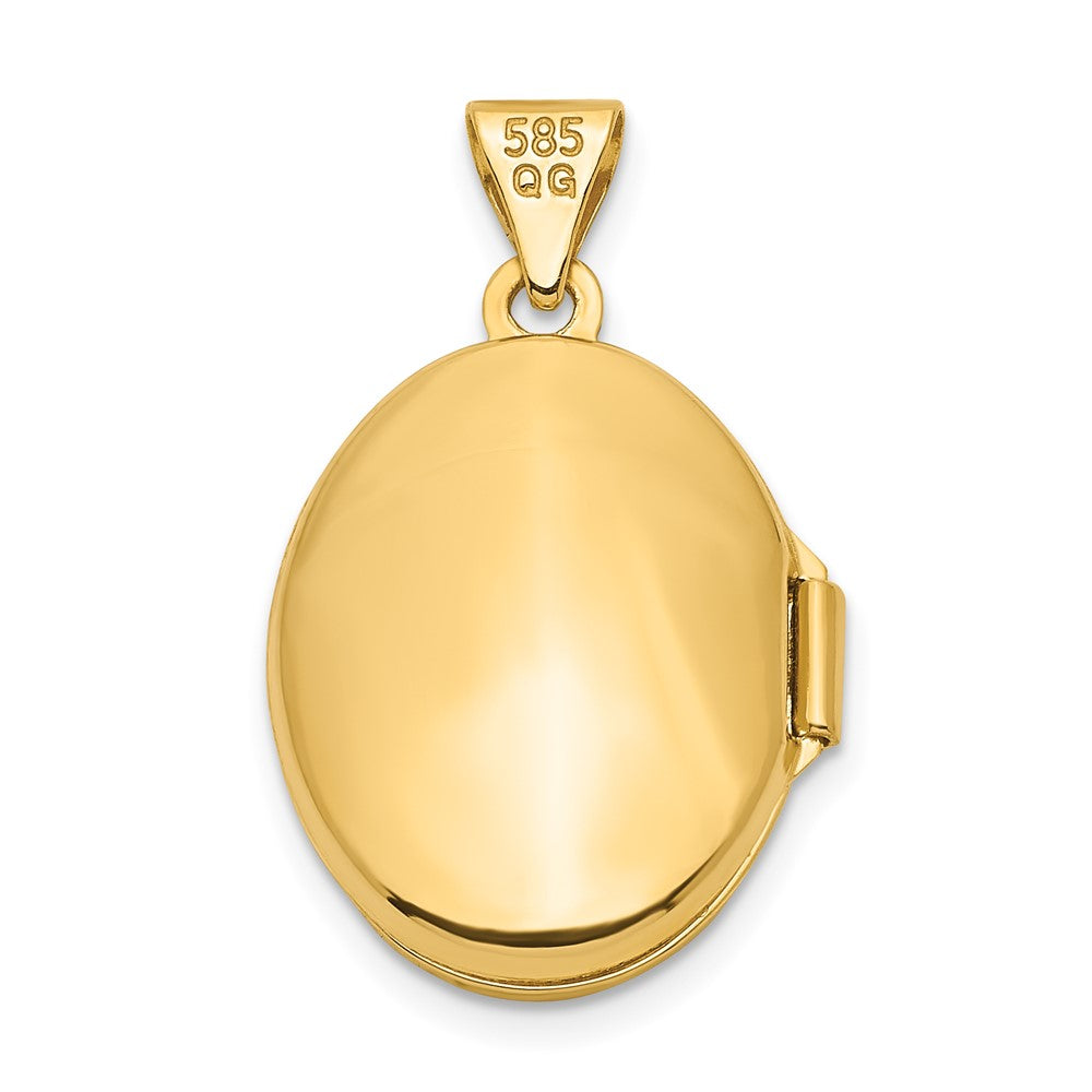 14K Yellow Gold Floral 17mm Oval Locket