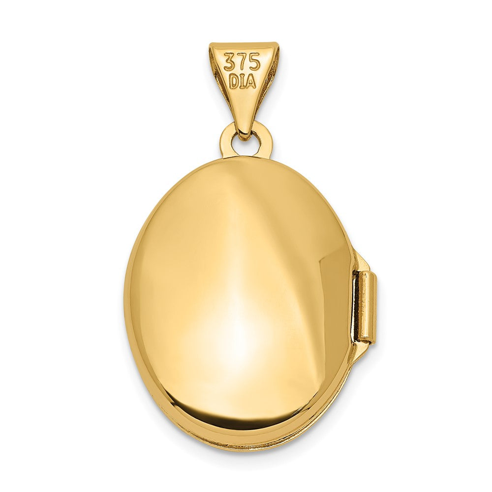 14k Yellow Gold 14ky Polished Diamond Oval Locket