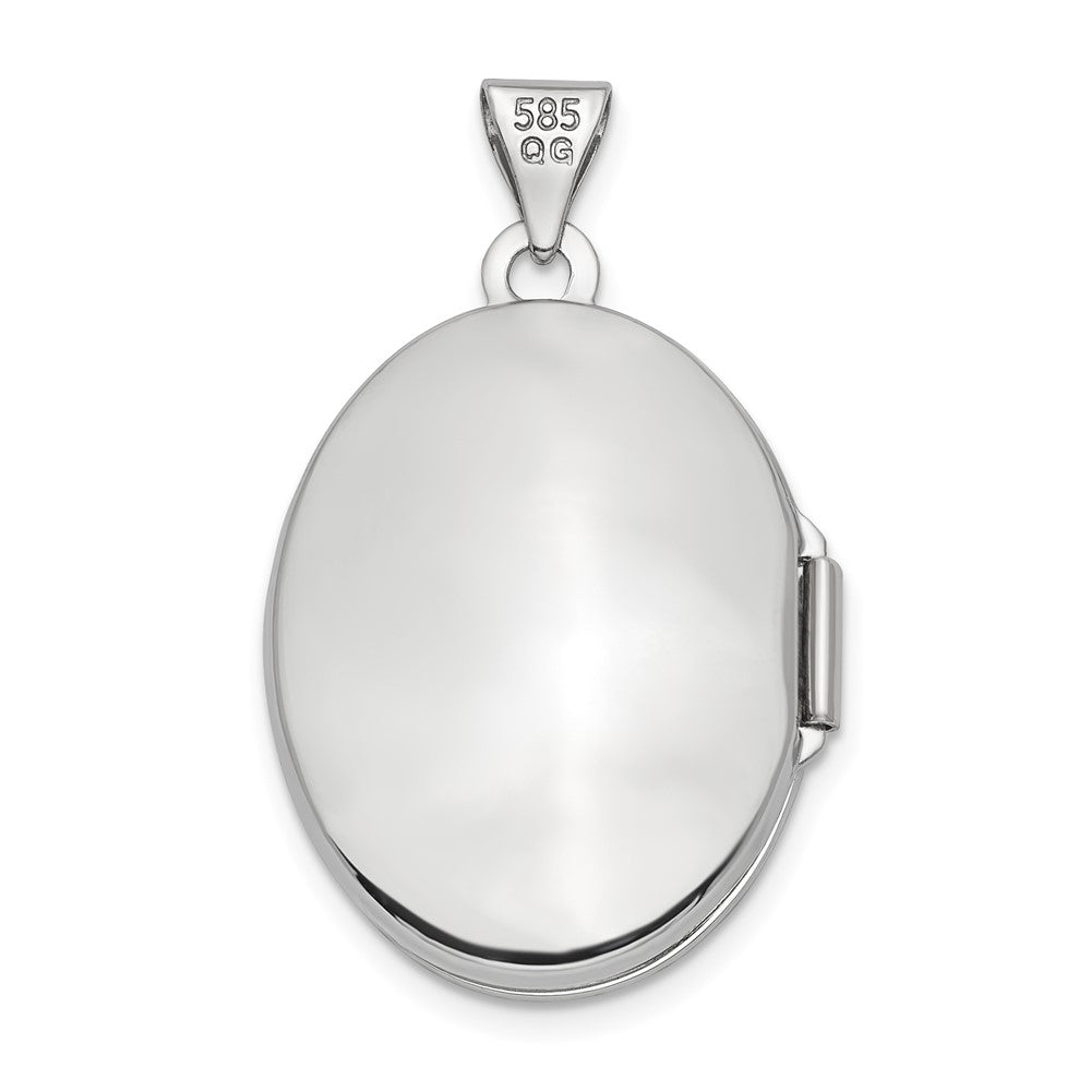 14k White Gold 14k White Gold Brushed Diamond Star 21mm Oval Locket