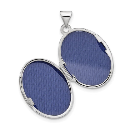 14k White Gold 14k White Gold Brushed Diamond Star 21mm Oval Locket