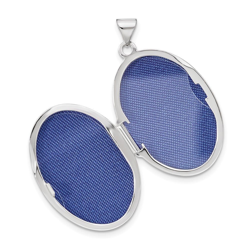 14k White Gold 14k White Gold Reversible Swirl Design Floral 26mm Oval Locket