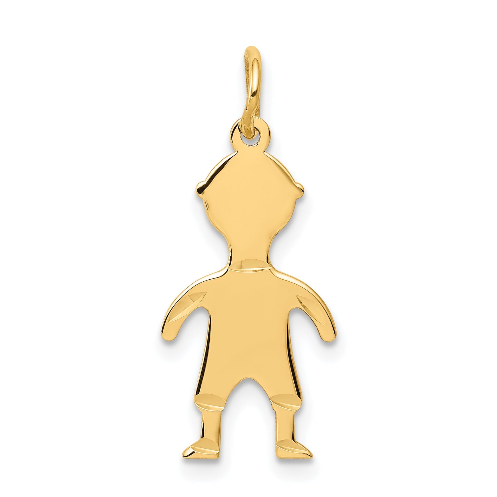 14k Yellow Gold 14k .011 Depth Engravable Boy Charm