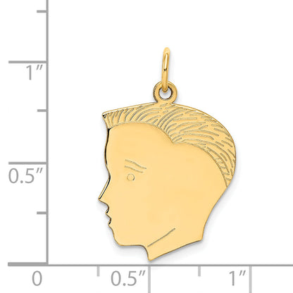 14k Yellow Gold 14k .013 Depth Engravable Boy Head Charm