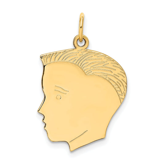 14k Yellow Gold 14k .013 Depth Engravable Boy Head Charm