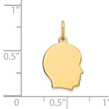 14k Yellow Gold 14k Plain Small .009 Gauge Facing Right Engravable Boy Head Charm