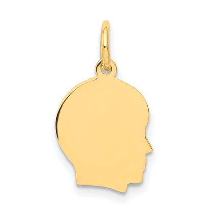 14k Yellow Gold 14k Plain Small .009 Gauge Facing Right Engravable Boy Head Charm