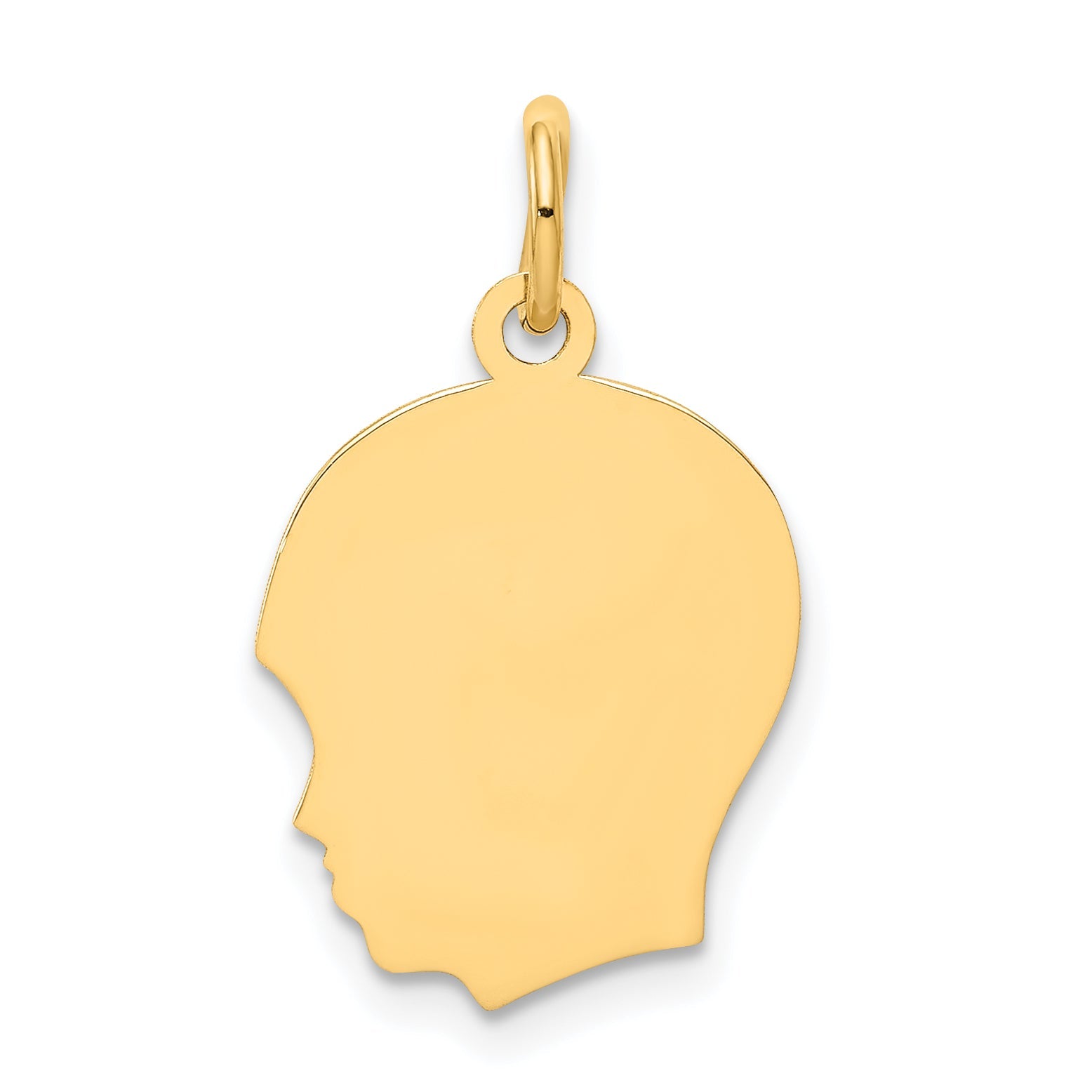 14k Yellow Gold 14k Plain Medium .013 Gauge Facing Left Engravable Boy Head Charm