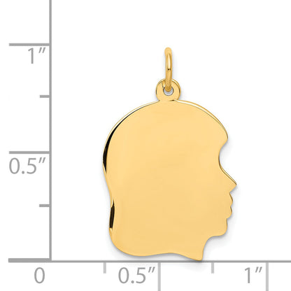 14k Yellow Gold 14k Plain Medium .013 Gauge Facing Right Engravable Girl Head Charm