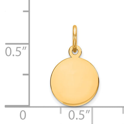 14k Yellow Gold 14k Plain .018 Gauge Circular Engravable Disc Charm