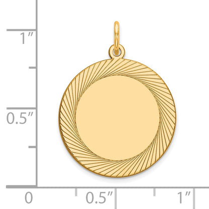 14k Yellow Gold 14k Etched Design .018 Gauge Circular Engravable Disc Charm