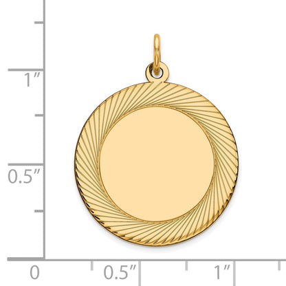 14k Yellow Gold 14k Etched Design .018 Gauge Circular Engravable Disc Charm