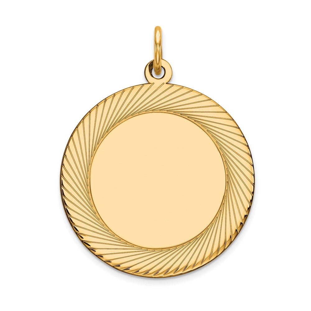 14k Yellow Gold 14k Etched Design .027 Gauge Circular Engravable Disc Charm