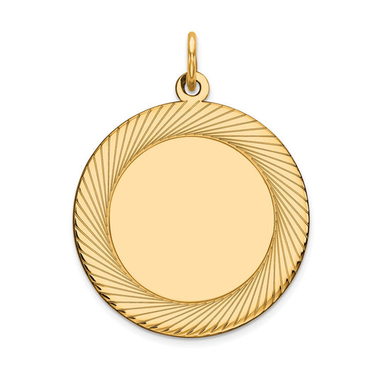 14k Yellow Gold 14k Etched Design .027 Gauge Circular Engravable Disc Charm
