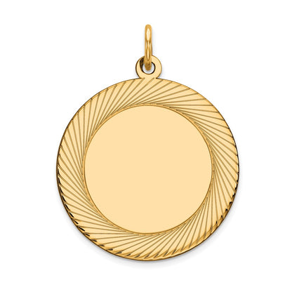 14k Yellow Gold 14k Etched Design .018 Gauge Circular Engravable Disc Charm