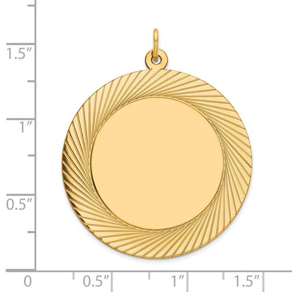 14k Yellow Gold 14k Etched Design .027 Gauge Circular Engravable Disc Charm