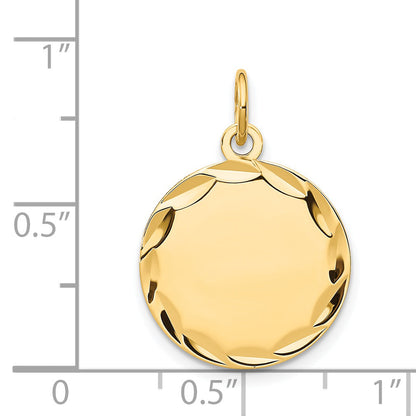 14k Yellow Gold 14k Etched .009 Gauge Engravable Round Disc Charm