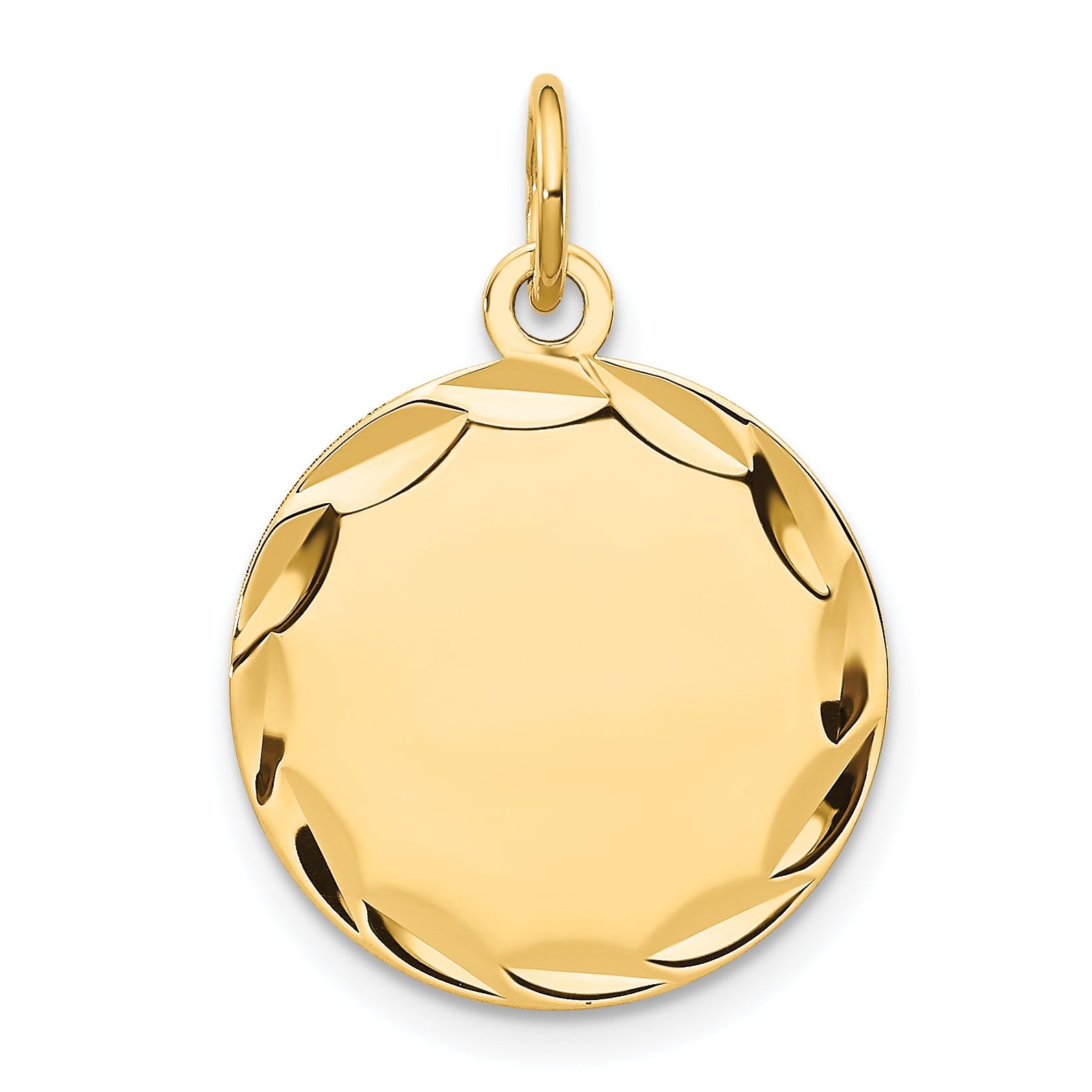 14k Yellow Gold 14k Etched .009 Gauge Engravable Round Disc Charm