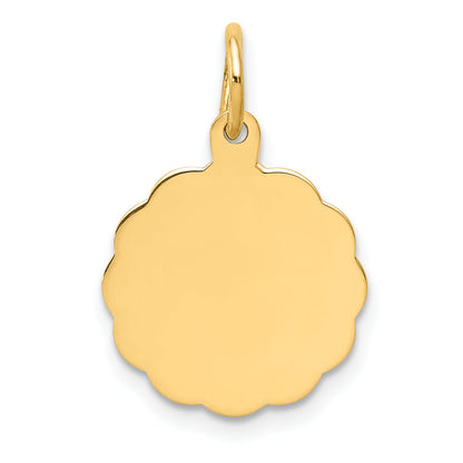 14k Yellow Gold 14k .011 Gauge Engravable Scalloped Disc Charm