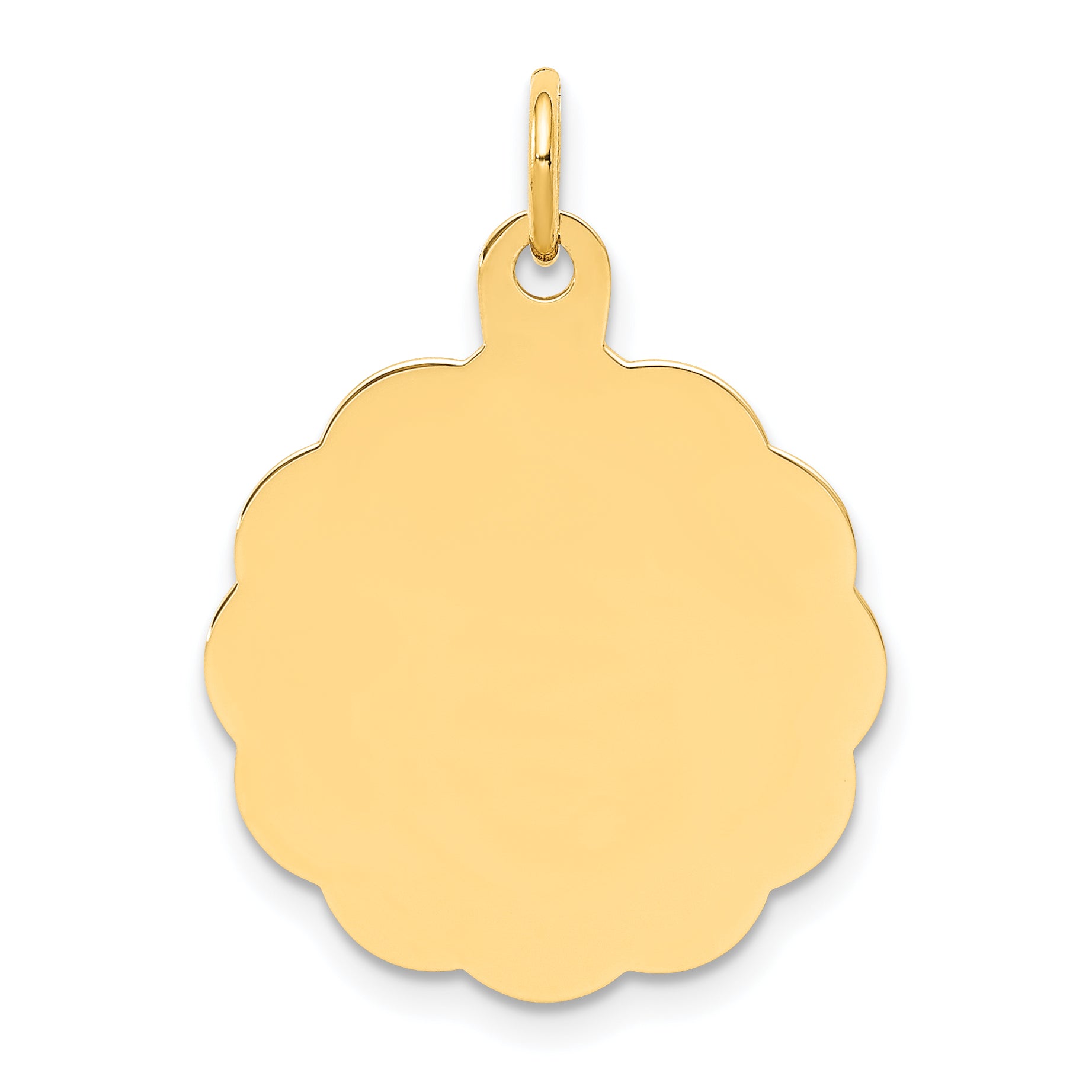 14k Yellow Gold 14k .011 Gauge Engravable Scalloped Disc Charm