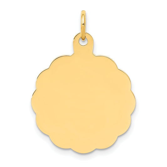 14k Yellow Gold 14k .013 Gauge Engravable Scalloped Disc Charm