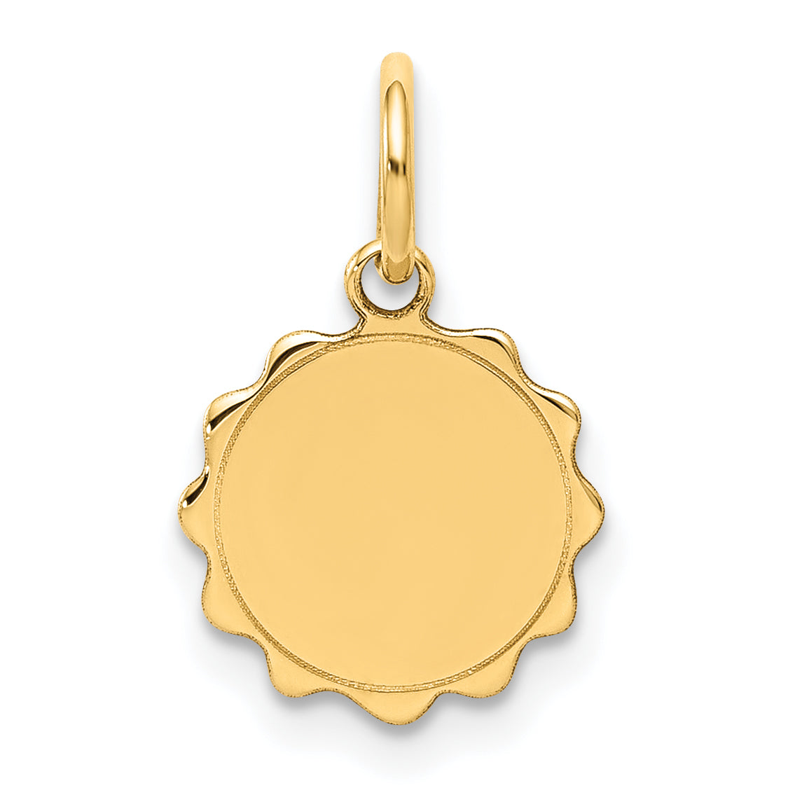 14k Yellow Gold 14k .009 Gauge Engravable Scalloped Disc Charm
