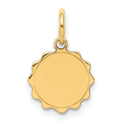 14k Yellow Gold 14k .009 Gauge Engravable Scalloped Disc Charm
